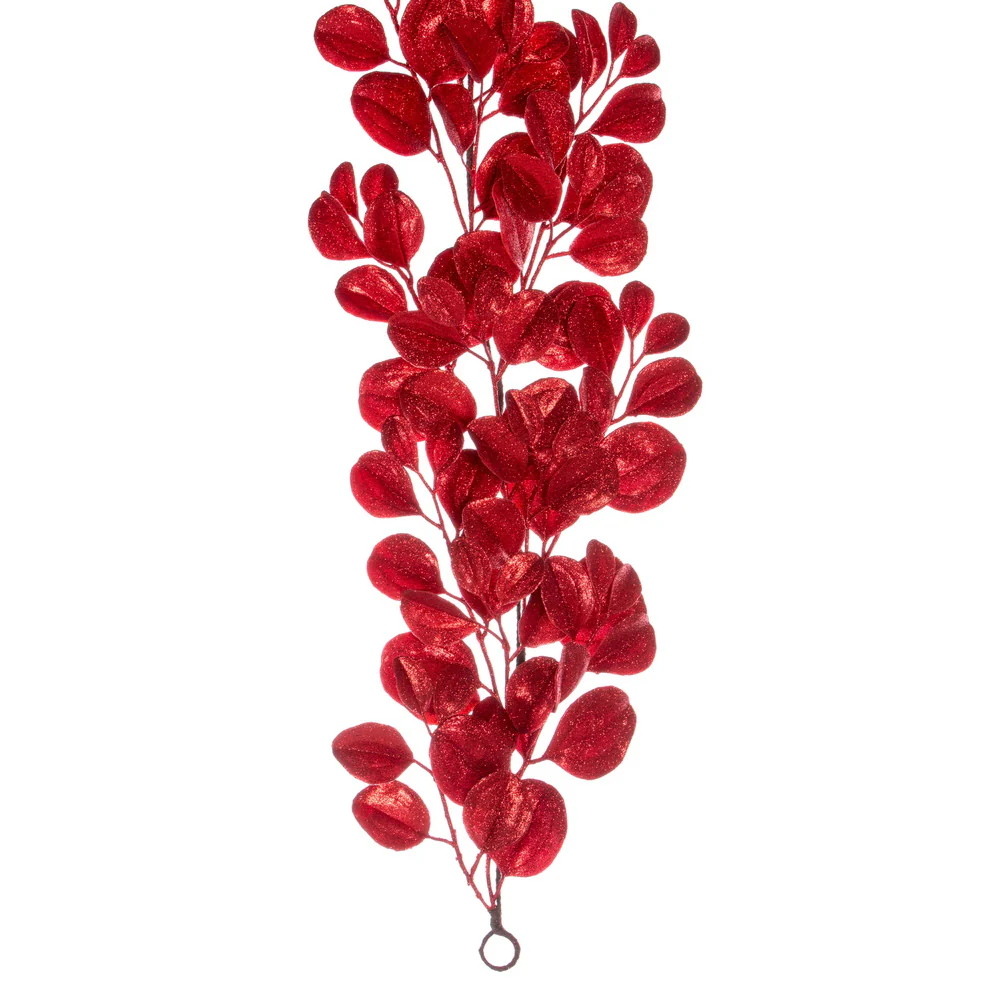Vickerman 6' Red Artificial Dogwood Glitter Garland. - Cheap-Us
