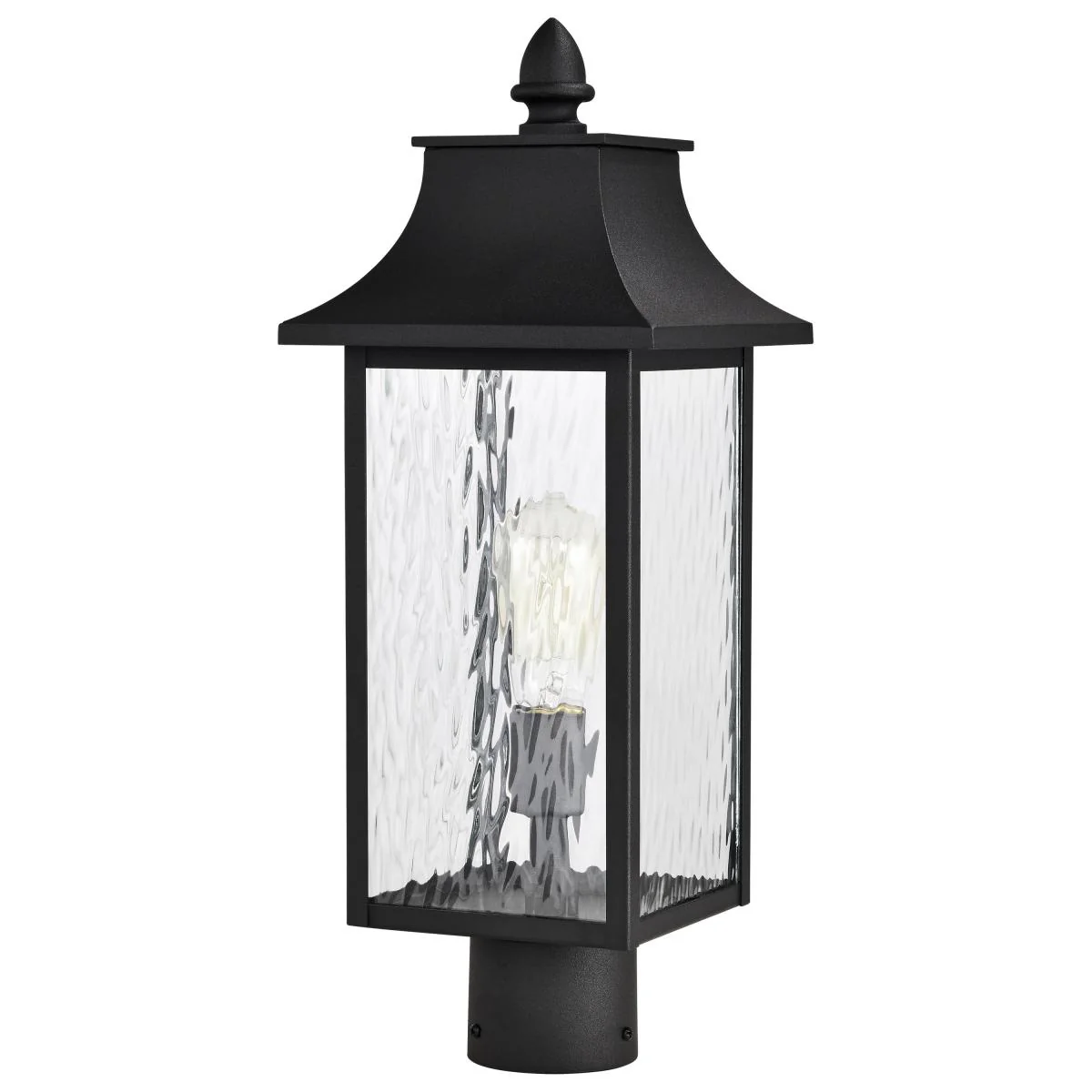60-5995 AUSTEN 1LT OUTDOOR POST Austen Collection Outdoor 20 inch Post Light Pole Lantern; Matte Black Finish with Clear Water Glass - Cheap-Us