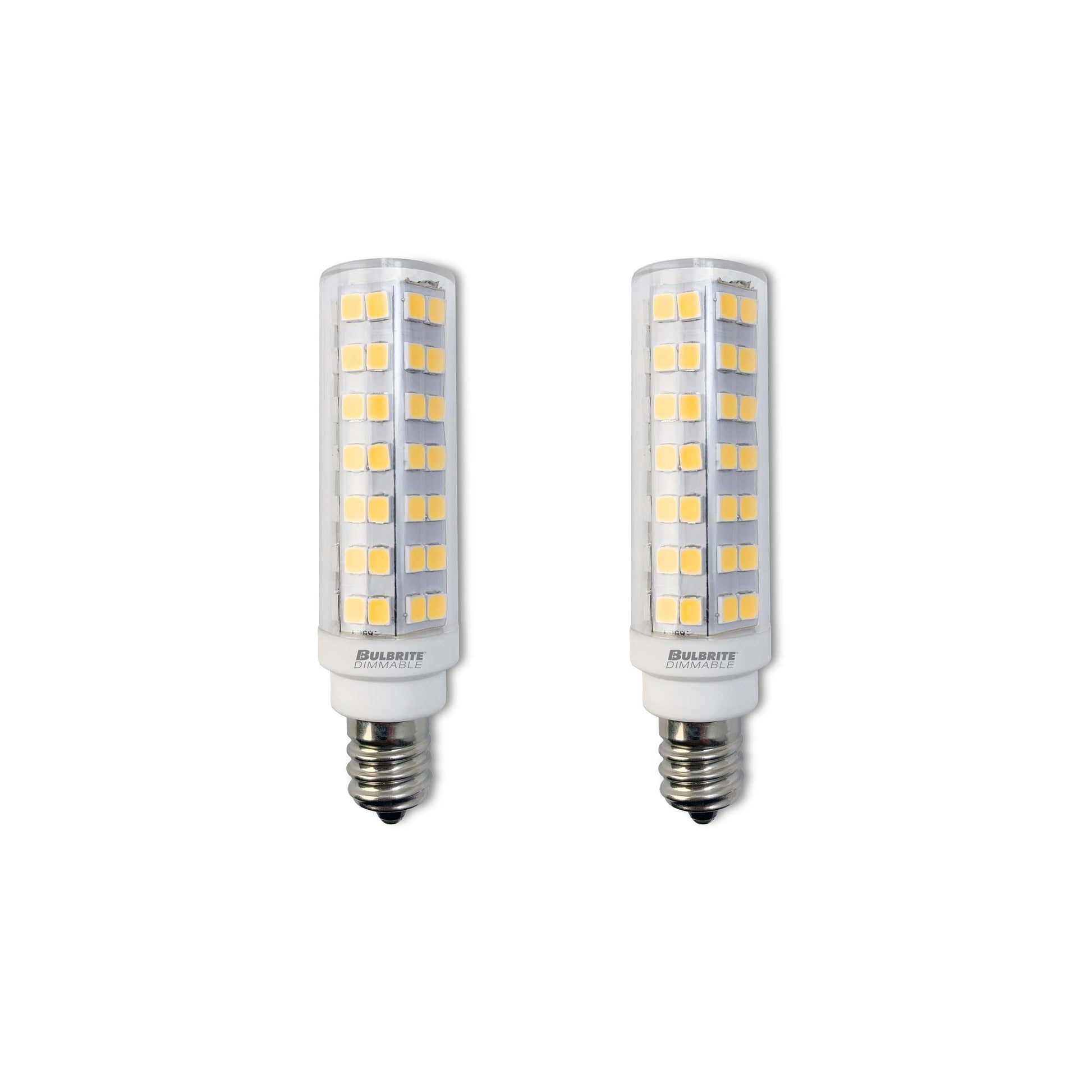 Bulbrite Pack of (2) 6.5 Watt 120V Dimmable Clear T6 LED Mini Light Bulbs with Candelabra (E12) Base, 3000K Soft White Light, 700 Lumens - Cheap-Us