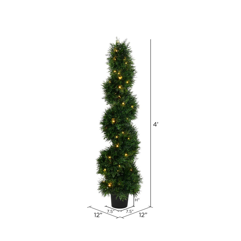 Vickerman 4' Artificial Potted Green Cedar Spiral Tree. - Cheap-Us