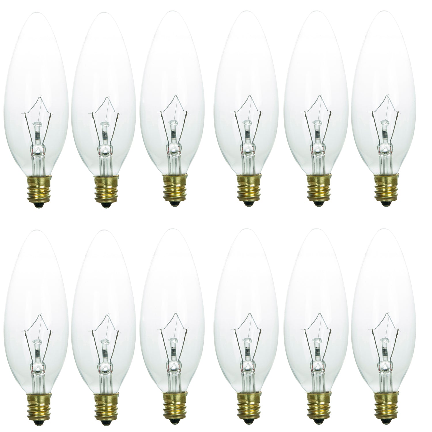 Sunlite 25CTC/32/12PK 25W Incandescent Torpedo Tip Chandelier Light Bulb (12 Pack) Clear - Cheap-Us