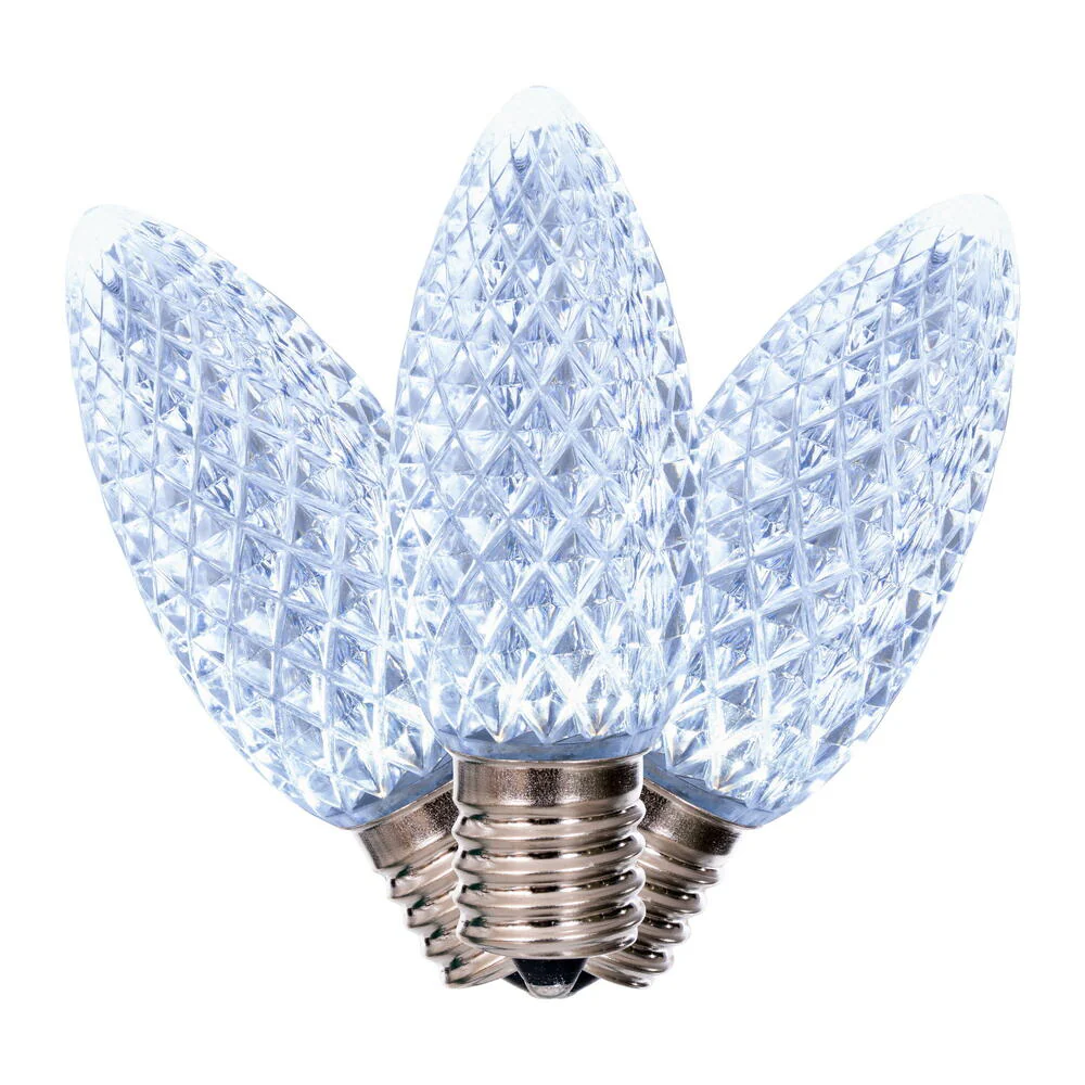 Vickerman C9 LED Cool White Faceted Replacement Bulb, - 50 Pack - Cheap-Us