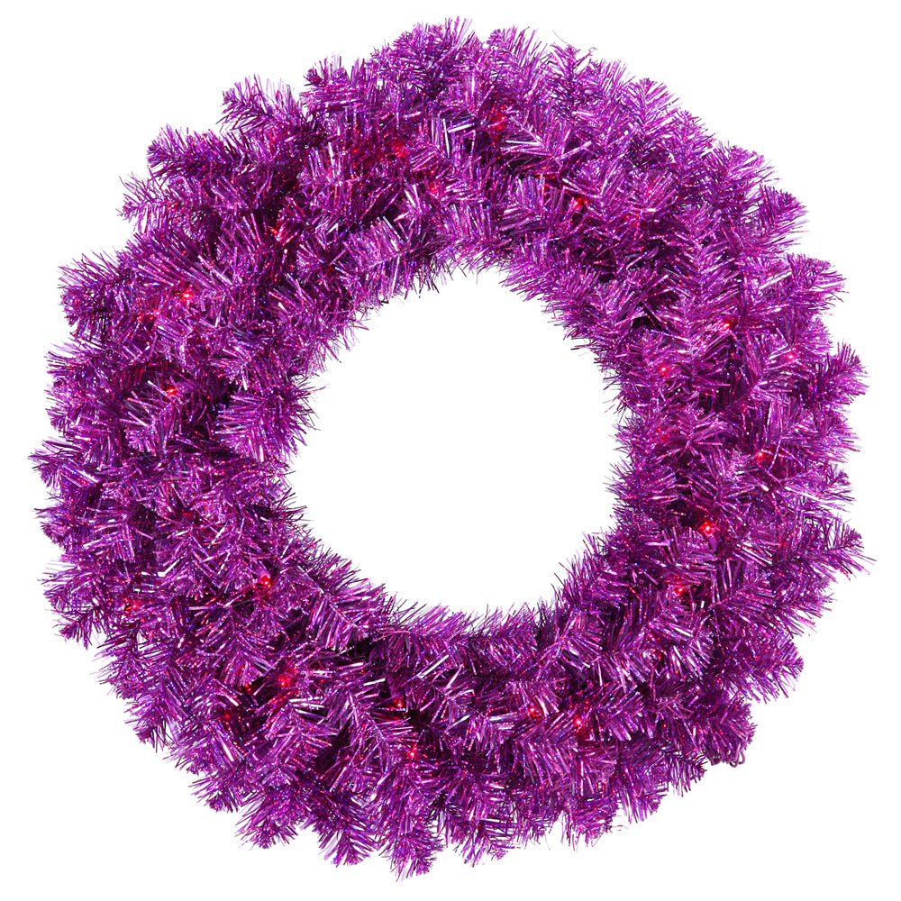 Vickerman 30“ Purple Artificial Christmas Wreath Purple Dura-lit Incandescent Mini Lights - Cheap-Us