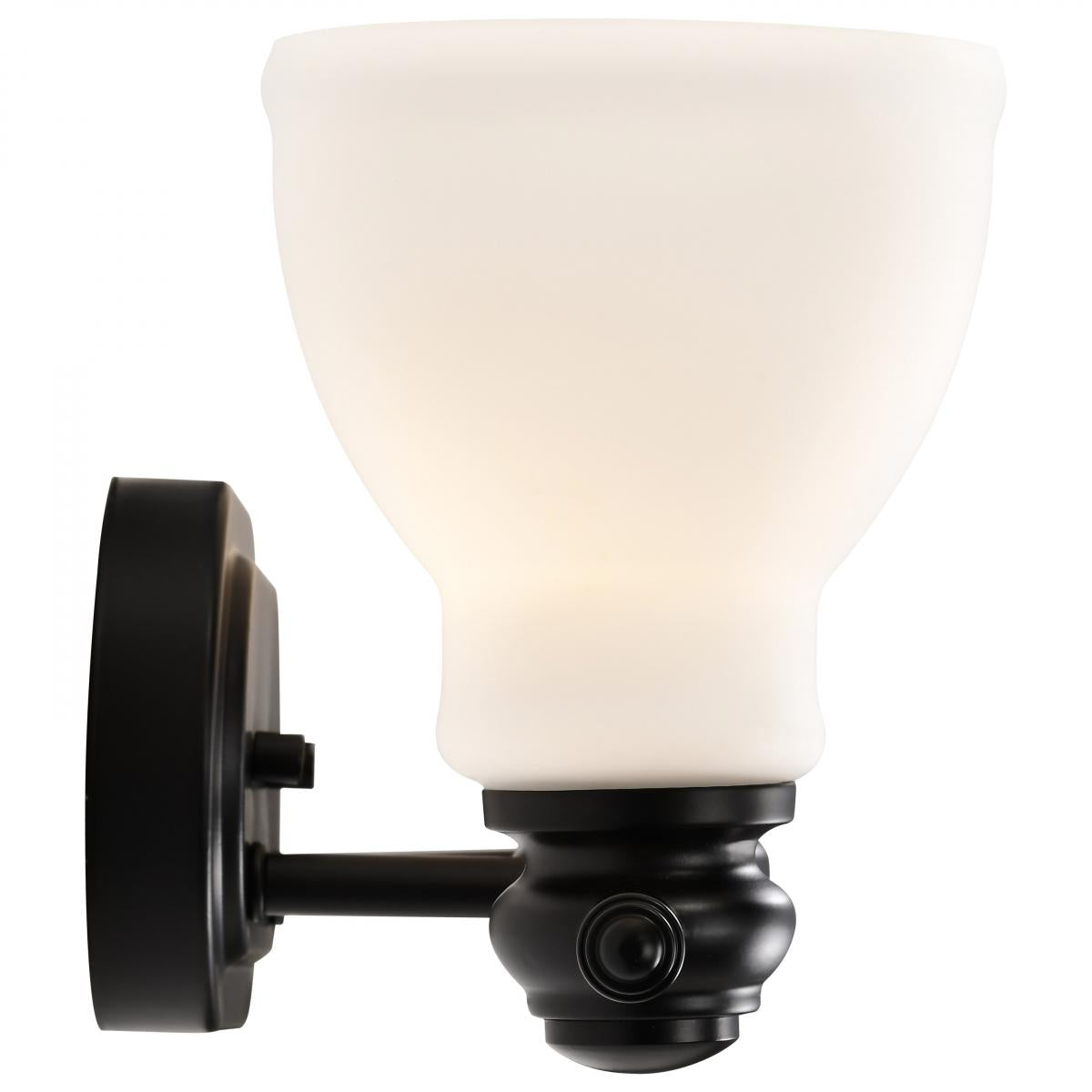 60-8023 RUSSEL 3 LIGHT VANITY Russel; 3 Light Vanity; Matte Black with Satin White Glass - Cheap-Us