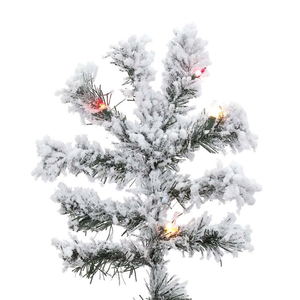 Vickerman 9' Flocked Alaskan Pine Artificial Christmas Tree Multi-Colored Dura-Lit lights - Cheap-Us