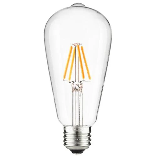 Sunlite 80753-SU LED ST19 Filament Style Edison Light Bulb 4.5 Watts (40W Equivalent), 400 Lumens, Medium Base (E26), Dimmable, UL Listed, 27K Warm White, Pack of 6 - Cheap-Us