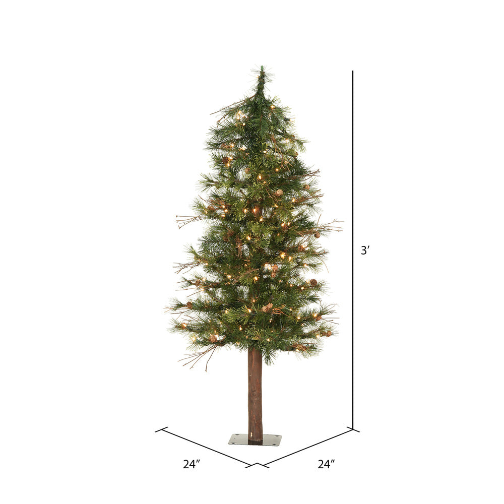 Vickerman 3' Mixed Country Alpine Artificial Christmas Tree Clear Dura-Lit® Mini Lights - Cheap-Us