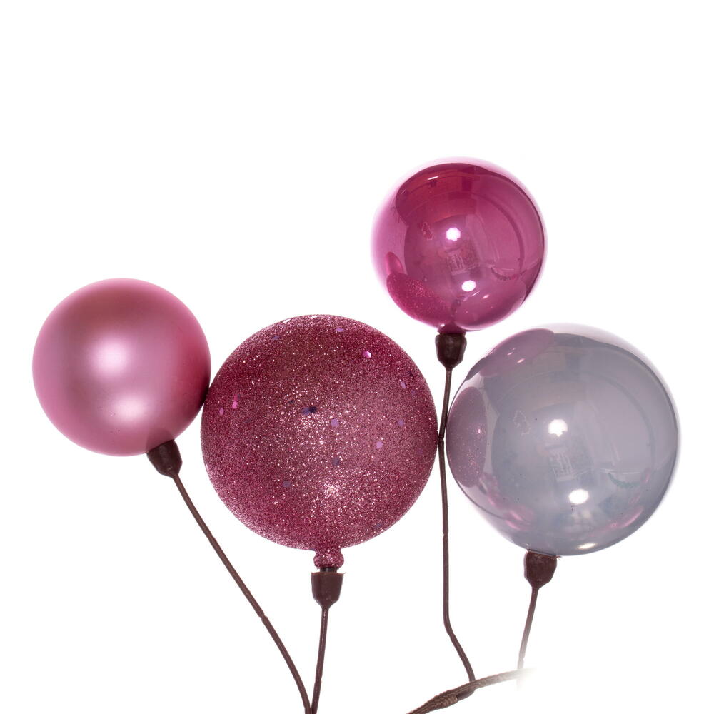 Vickerman 10' Pink Assorted Finish Branch Ball Ornament Garland. - Cheap-Us