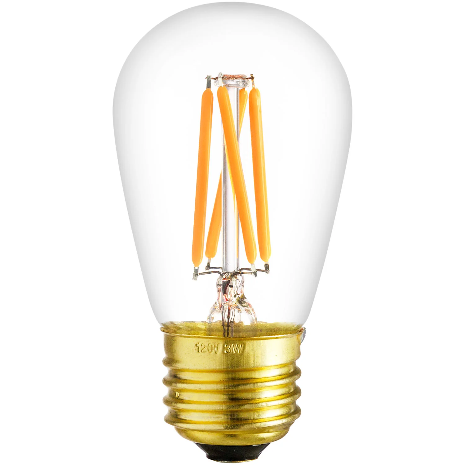 LED S14 Glass Filament Style String Light Bulb, 4 Watts (25W Equivalent), 340 Lumens, Medium Base (E26), Dimmable, UL Listed, High 90 CRI, 2700K Warm White, 1 Count - Cheap-Us