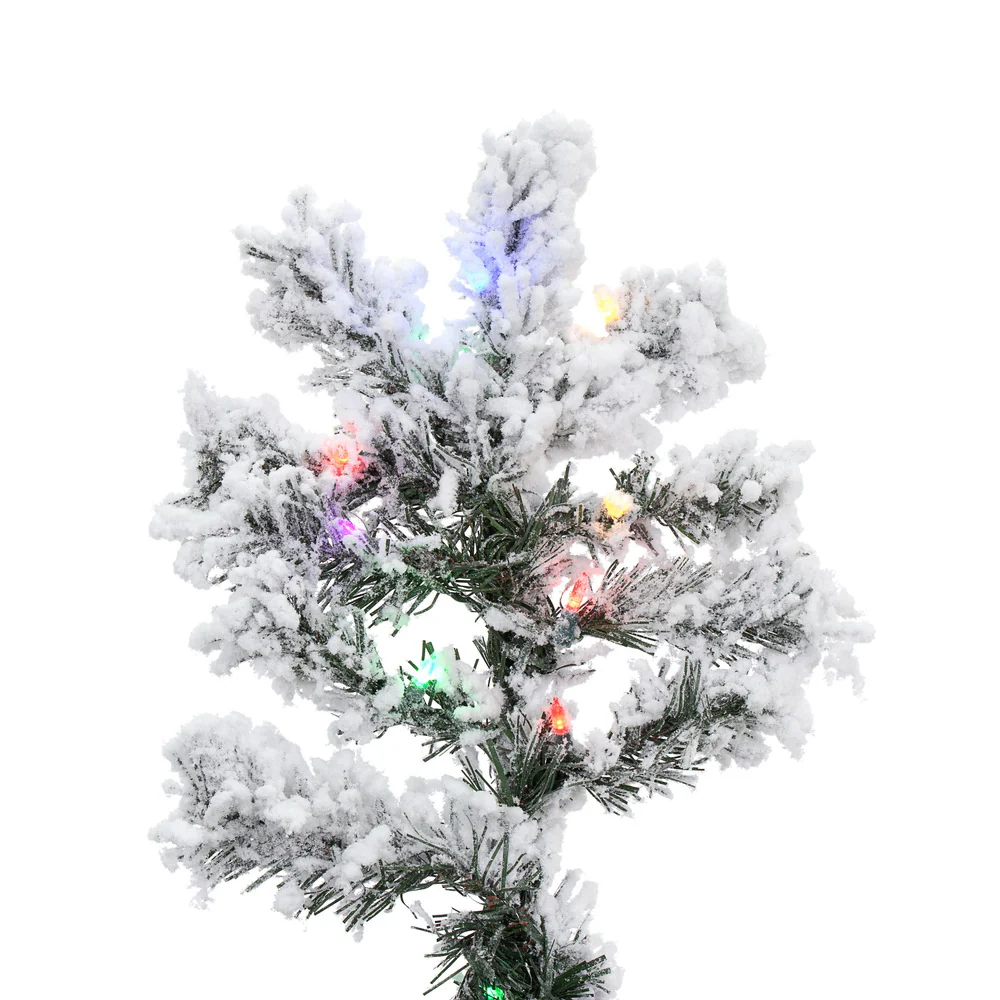 Vickerman 9' Flocked Alaskan Pine Artificial Christmas Tree Multi-Colored LED Dura-Lit lights - Cheap-Us