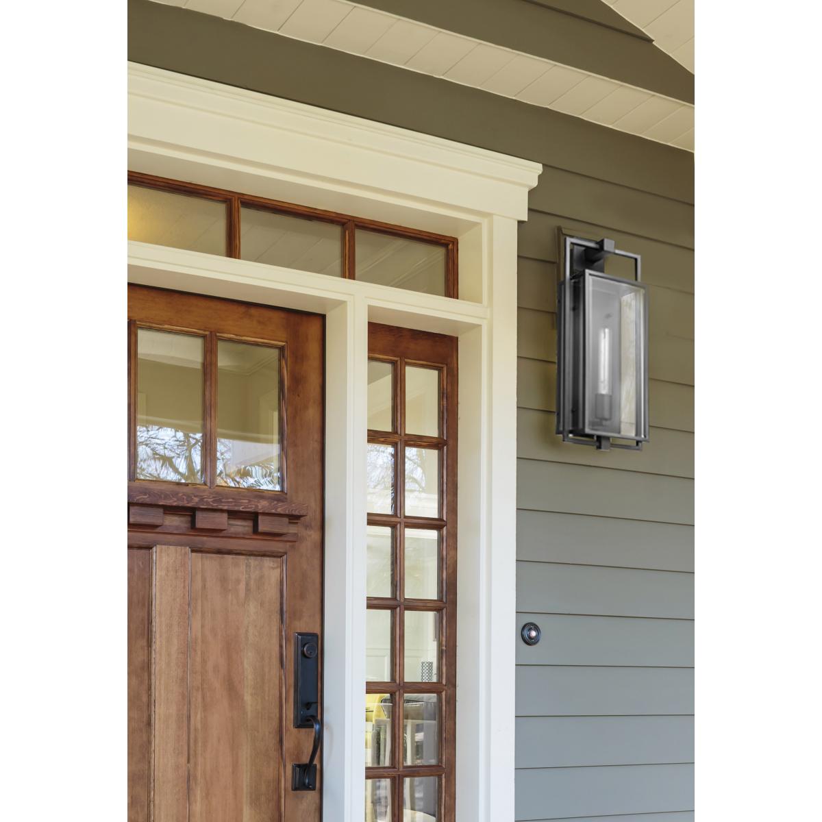 60-7544 EXHIBIT 1 LT MD WALL LANTERN Exhibit; 1 Light; Medium Wall Lantern; Matte Black Finish with Clear Beveled Glass - Cheap-Us