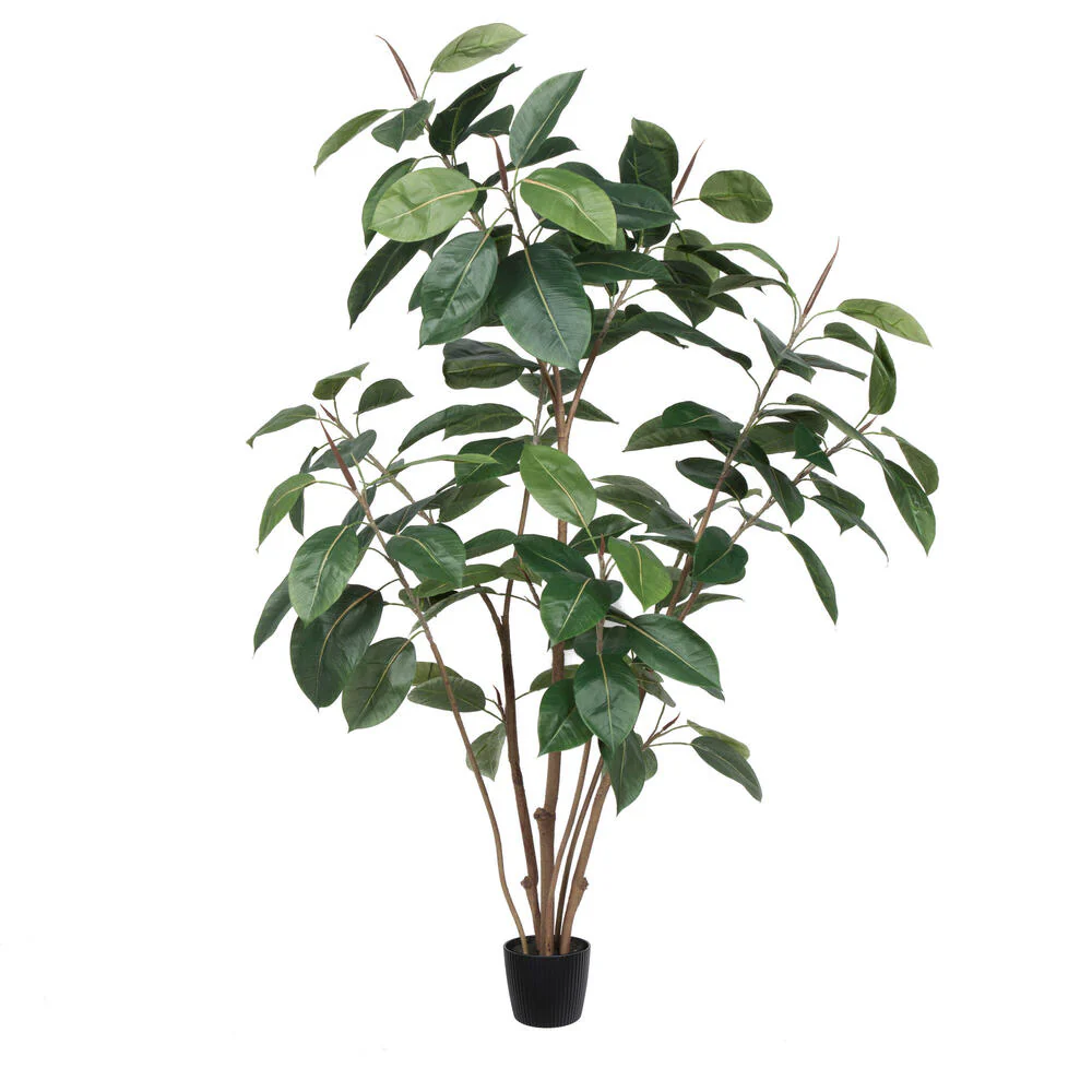 Vickerman 5' Potted Artificial Green Rubber Tree. - Cheap-Us