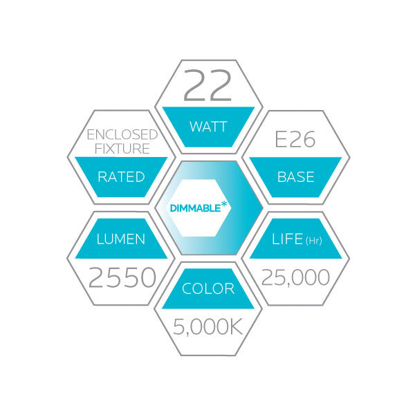 Luxrite LED A21 Light Bulb, E26 - Medium Base, 22W, 5000K - Bright White, 2550 Lumens, 80 CRI, Frost Finish, Dimmable (LR21453) - Cheap-Us