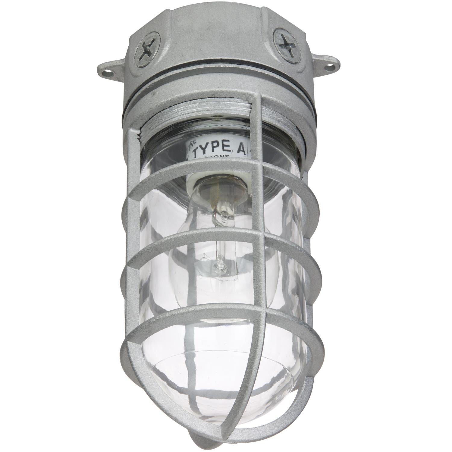 Sunlite Ceiling Mount Vaporproof Industrial Fixture, Metallic Finish, Clear Glass - Cheap-Us