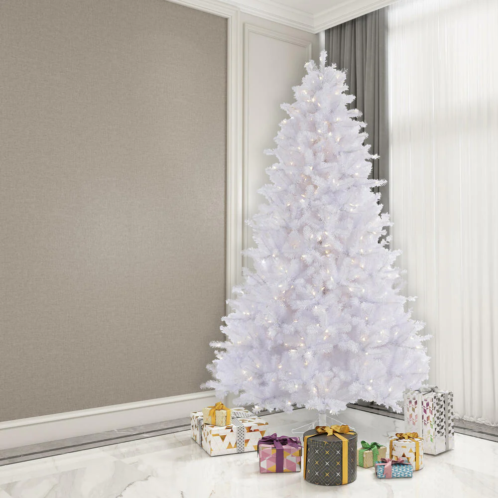 Vickerman 12' Crystal White Pine Artificial Christmas Tree Pure White LED Lights - Cheap-Us