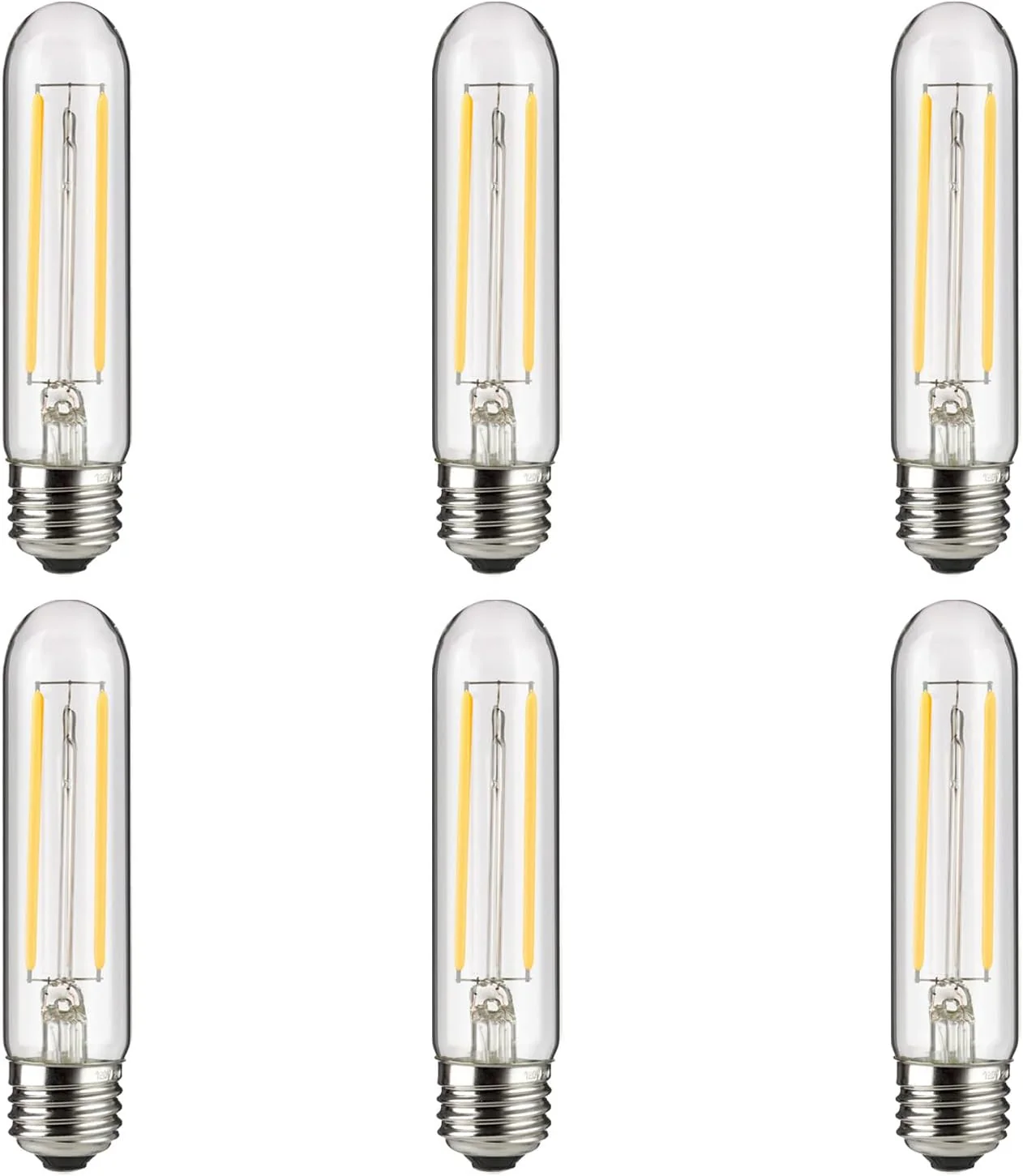 Sunlite 41792 LED Edison T10/T30 Tubular Light Bulb, 2 Watts (25W Equivalent), 160 Lumens, Medium E26 Base, 120 Volts, Dimmable, 90 CRI, UL Listed, Clear, 4000K Cool White, 6 Pack - Cheap-Us