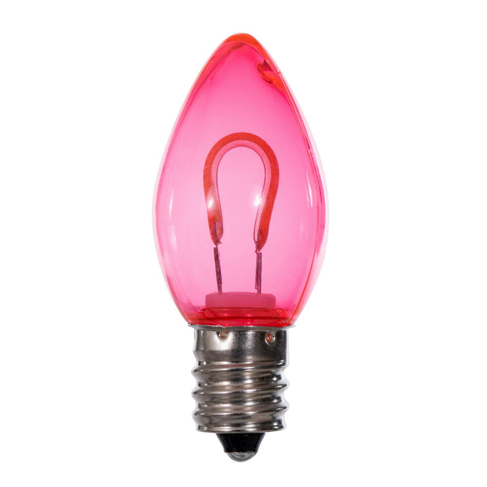 Vickerman C7 Transparent U-Shaped Filament Pink Bulb, E12 Base, .6 Watts, 25 Pcs Assorted/Bag.  Colors included are Blue, Red, Green, Purple and Amber. - Cheap-Us