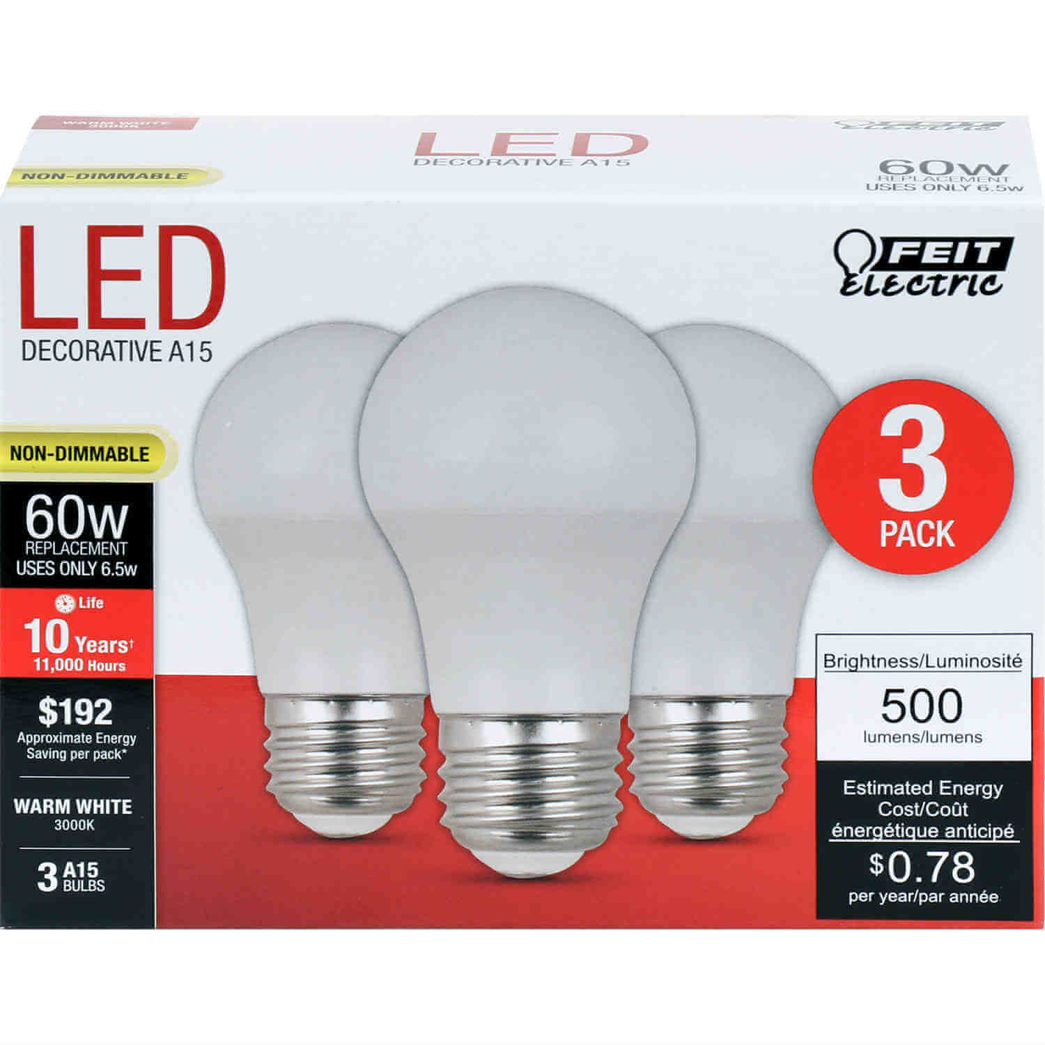 500 Lumen 3000K Non-Dimmable LED - Cheap-Us