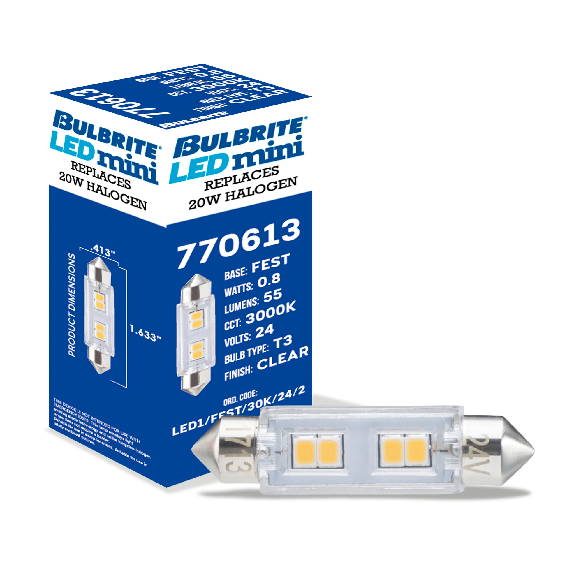 BULBRITE 0.8W LED FEST 3000K 24V-4PK - Cheap-Us