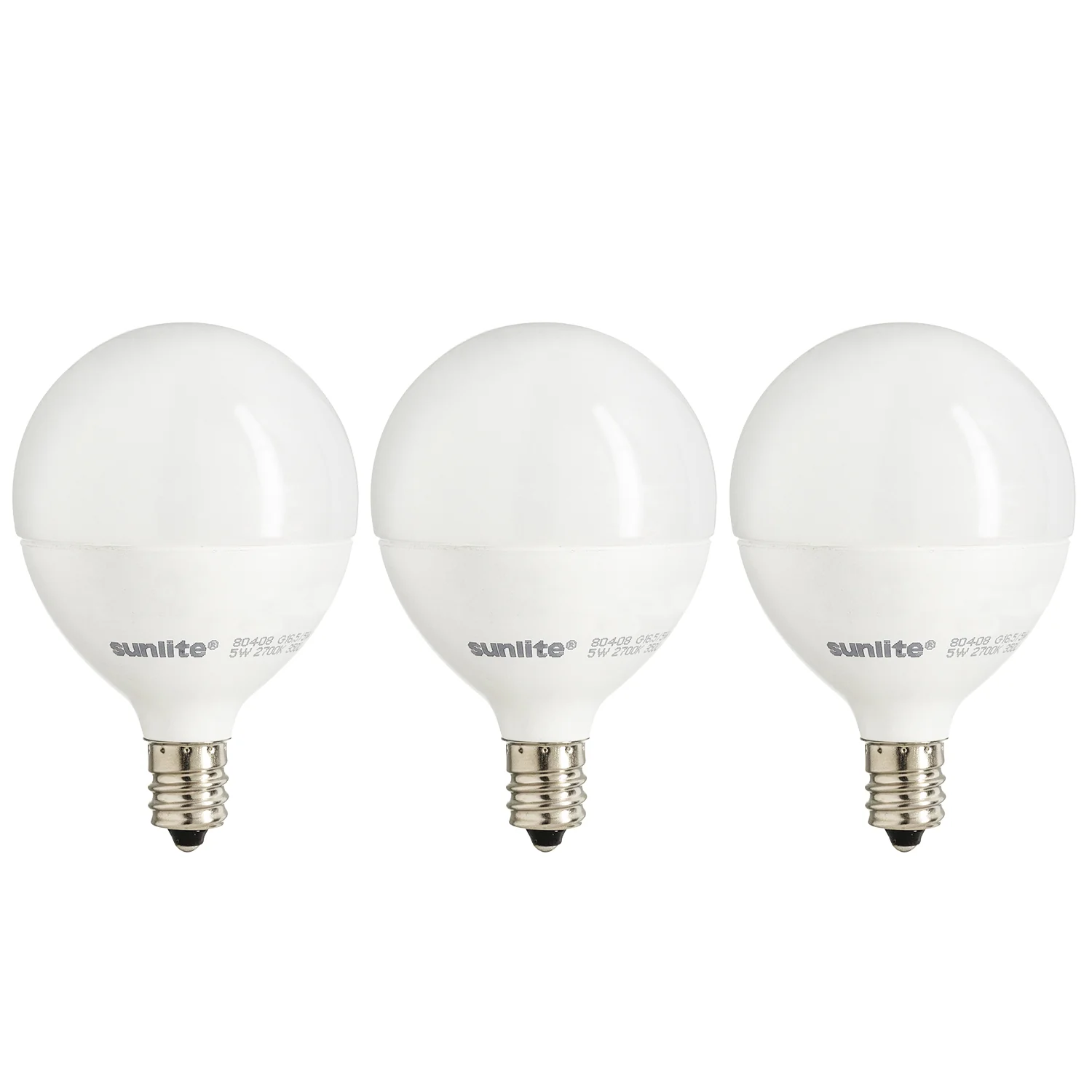 Sunlite G16.5/LED/7W/D/E12/FR/ES/27K/CD/3PK Dimmable Energy Star 2700K Candelabra Base Warm White LED Globe G16.5 7W Light Bulb (3 Pack), Frosted - Cheap-Us