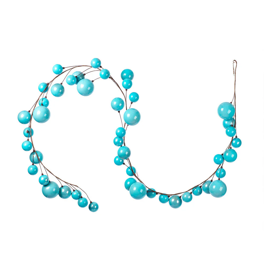 Vickerman 10' Baby Blue Pearl Branch Ball Wire Garland. - Cheap-Us