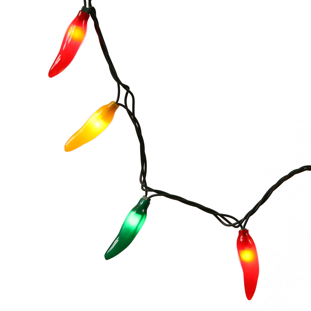 Vickerman 35 Red-Green-Yellow Mini Light Chili Pepper Set on Green Wire - Cheap-Us