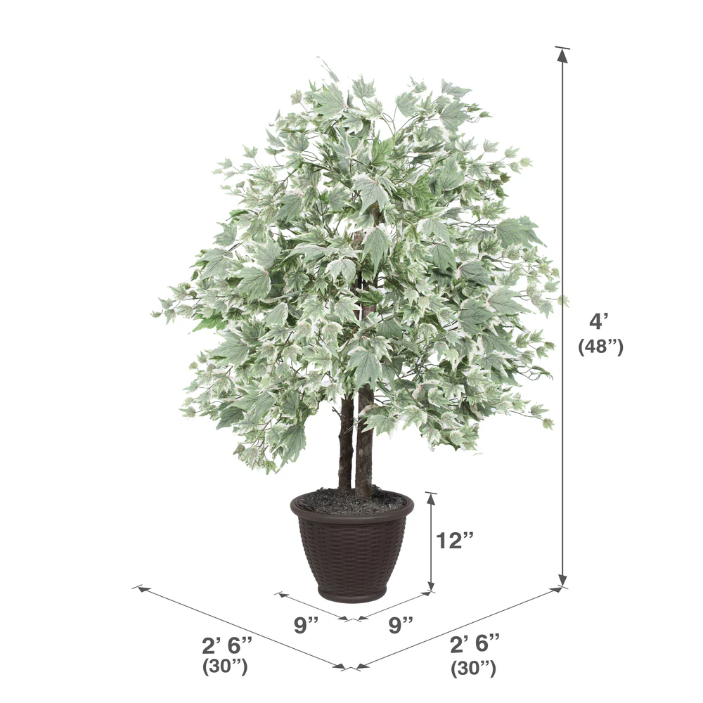 Vickerman 4' Artificial Silver Maple Bush Brown Plastic Container. - Cheap-Us