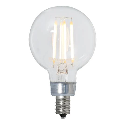 Bulbrite 4.5 Watt Dimmable Clear Filament G16 Candelabra (E12) LED Bulb - 350 Lumens, 2700K, and 80 CRI - Cheap-Us