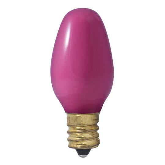 BULBRITE INCANDESCENT C7 CANDELABRA SCREW (E12) 7W DIMMABLE LIGHT BULB CERAMIC PINK - Cheap-Us