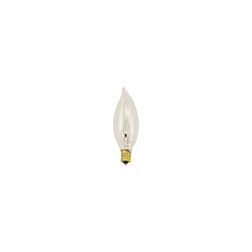 Bulbrite 40CFC/25/3 40 Watt Incandescent CA8 Flame Tip Chandelier Bulb, Candelabra Base, Clear - Cheap-Us