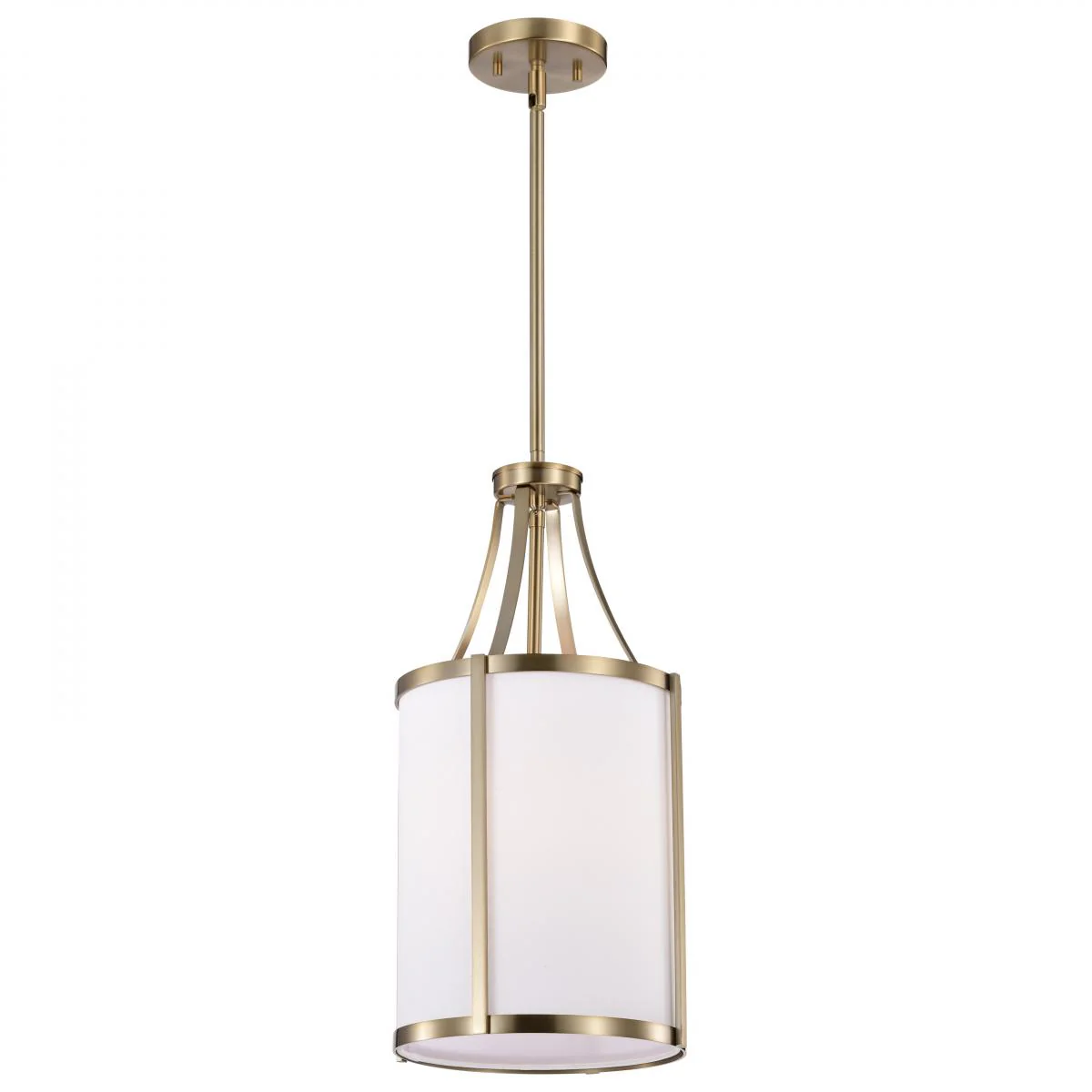 60-7961 EASTON 1LT PENDANT Easton 1 Light Pendant; Burnished Brass Finish; White Linen Shade - Cheap-Us