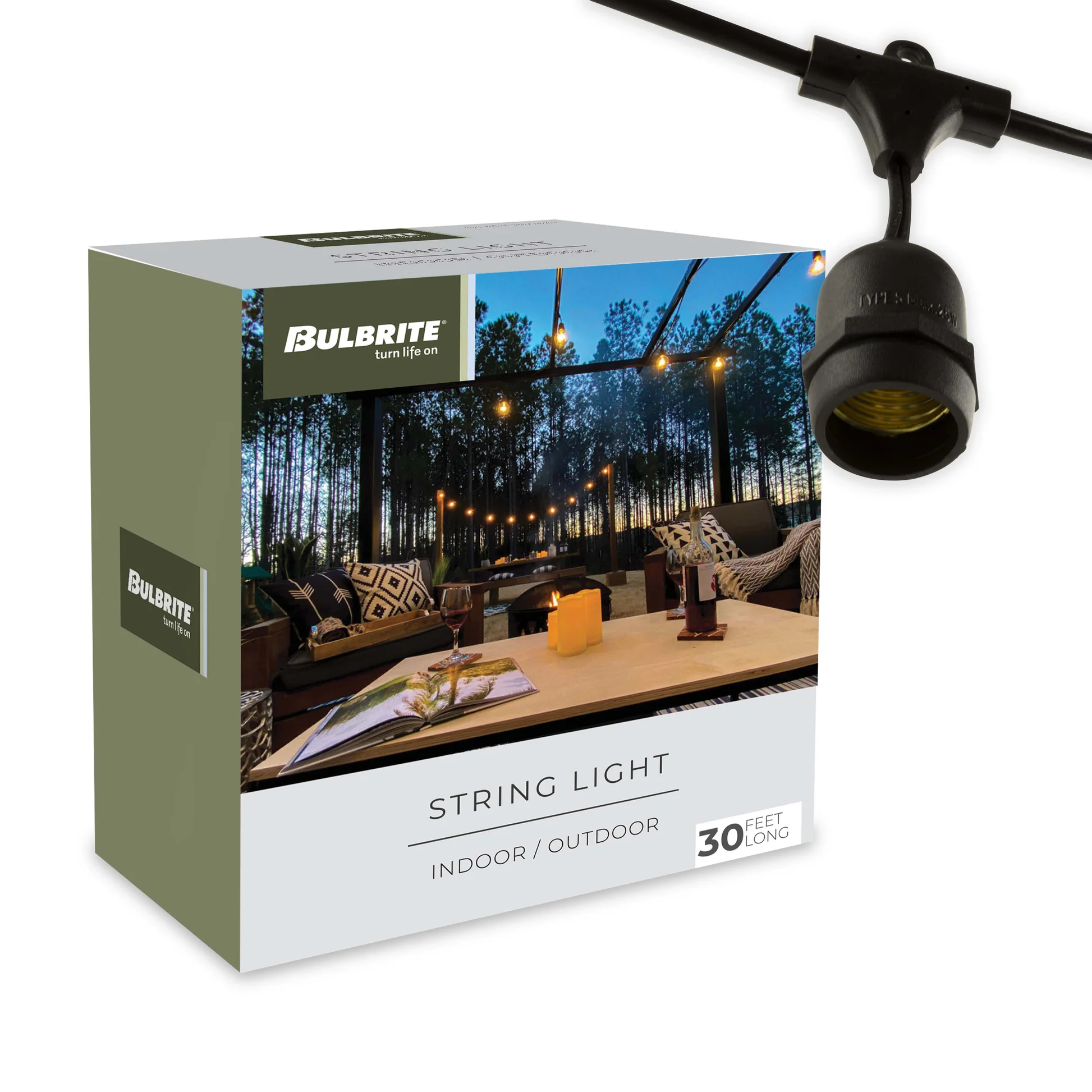 Bulbrite 30-foot String Light Cord with 12 Sockets, E12 Base, Bulbs Not Included - Cheap-Us