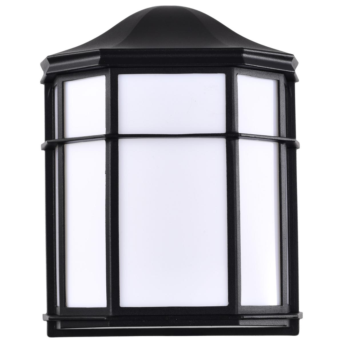 Satco Nuvo 14W LED Cage Lantern Outdoor Fixture 745Lumens 90 CRI 120V 3000K White/Black Finish - White Linen Acrylic Lens - Cheap-Us