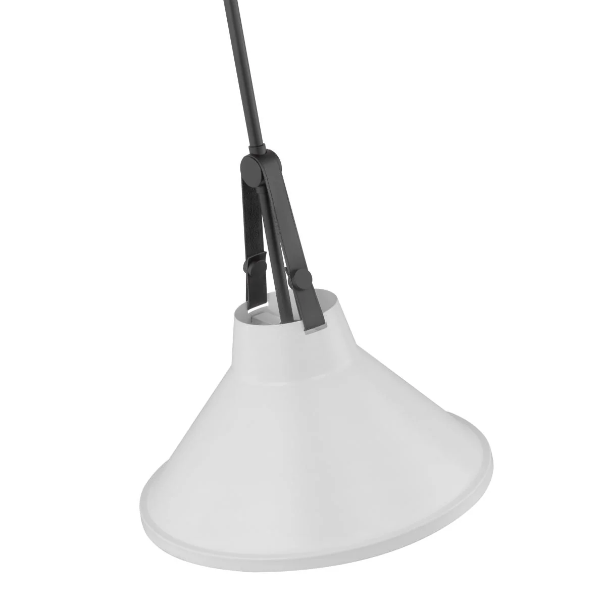 60-7647 ZELDA 1LT PENDANT WHITE Zelda; 1 Light Pendant; Medium Base; 60 Watt; Black Finish; White Metal Shade; Faux Leather Straps - Cheap-Us