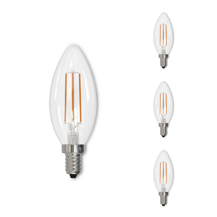 BULBRITE LED B11 CANDELABRA SCREW (E12) 4.5W DIMMABLE FILAMENT LIGHT BULB 3000K/WARM WHITE 40W INCANDESCENT EQUIVALENT 4PK (776863) - Cheap-Us
