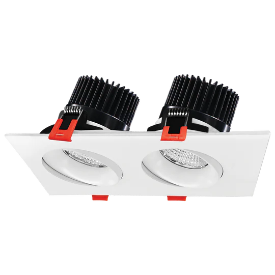 Luxrite LED Double Head Gimbal White Canless Spotlight, 24W, 1400 Lumens, Color Selectable - 2700K/3000K/3500K/4000K/5000K, 80 CRI, Dimmable (LR32183) - Cheap-Us