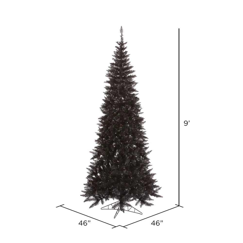 Vickerman 9' Black Fir Slim Artificial Christmas Tree Unlit - Cheap-Us