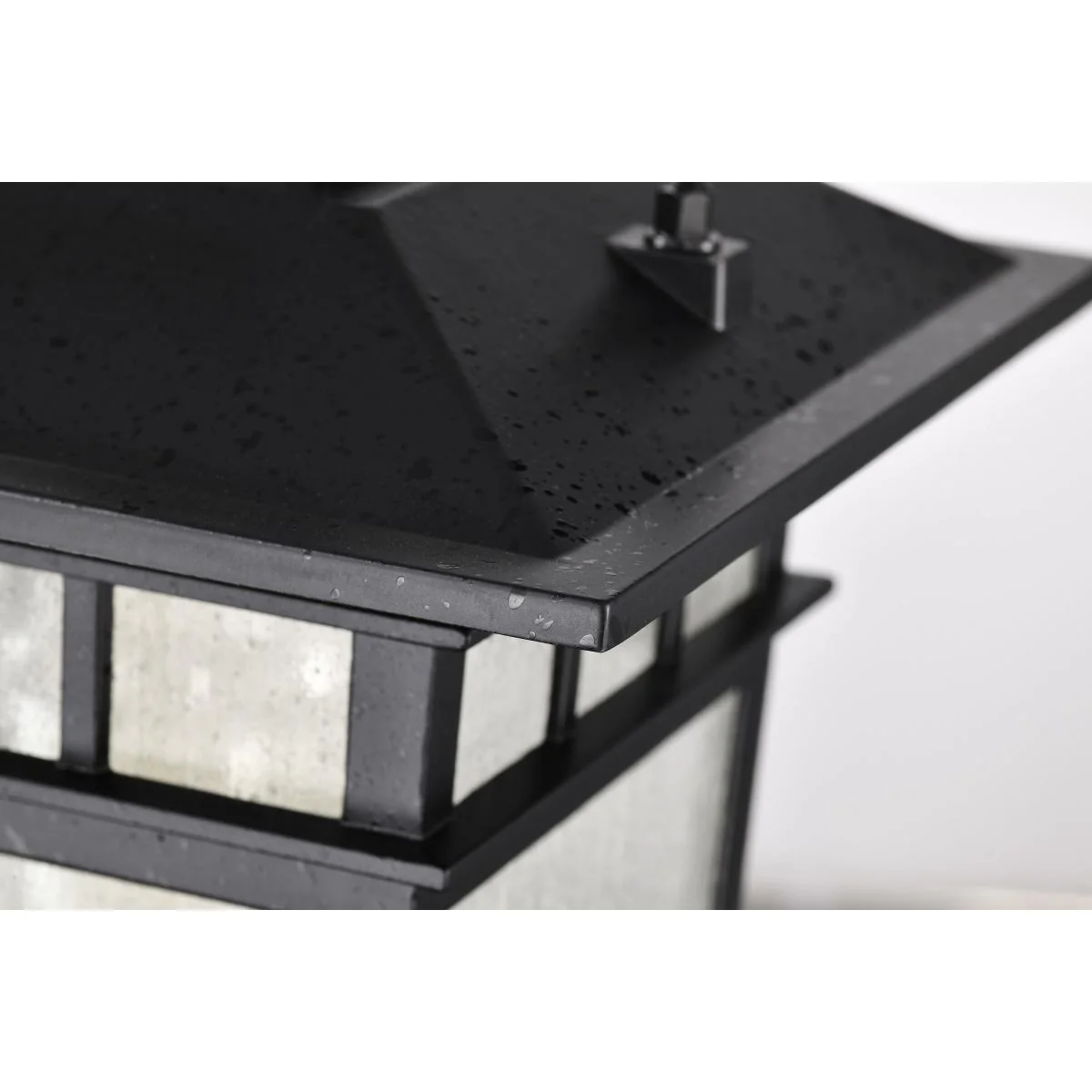 60-5956 COVE NECK 1LT OUTDOOR SM POST Cove Neck Collection Outdoor Medium 14 inch Post Light Pole Lantern; Textured Black Finish with Clear Seeded Glass - Cheap-Us