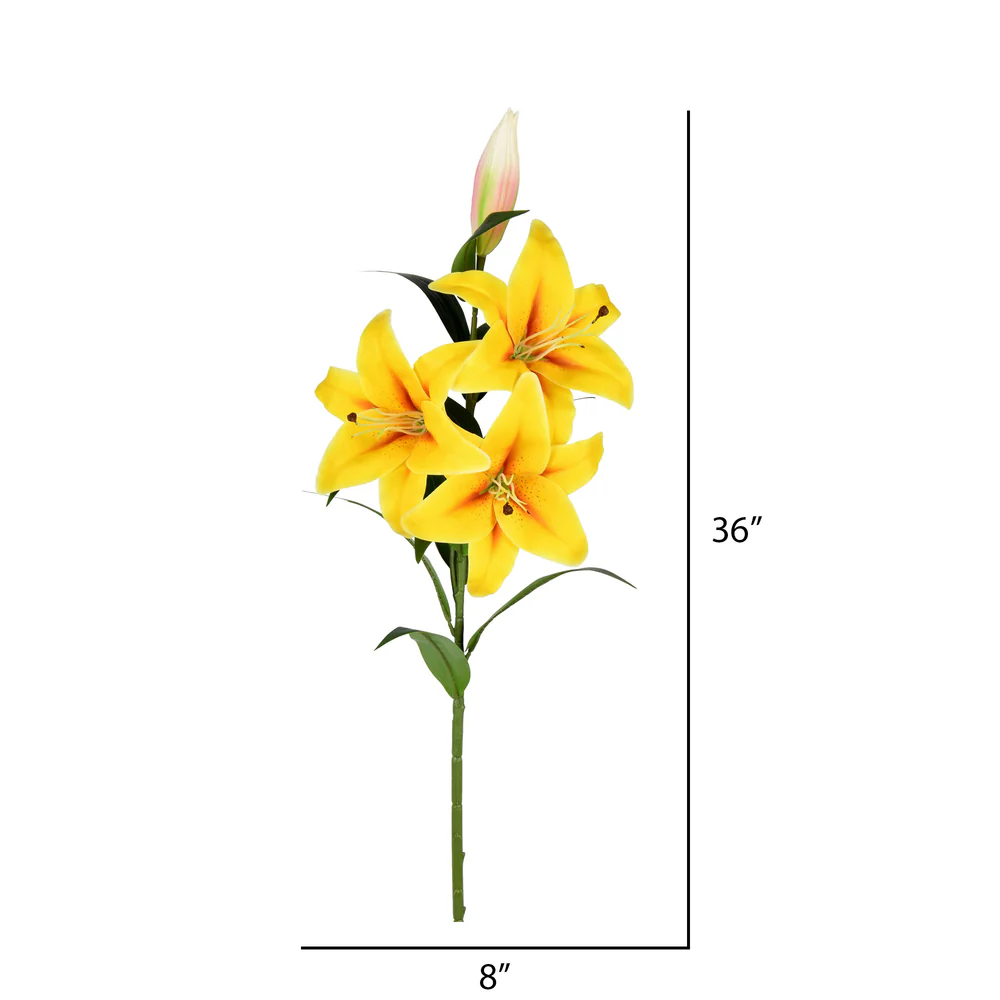 Vickerman 36'' Artificial Yellow Real Touch Lily Spray. Includes 2 sprays per pack. - Cheap-Us