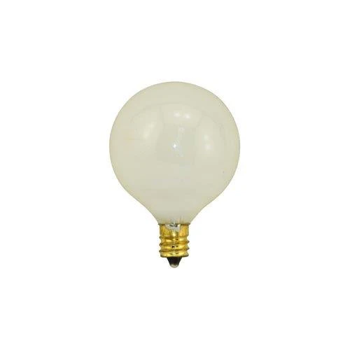 Bulbrite 25G16WH2 25 Watt Incandescent G16.5 Globe, Candelabra Base, White - Cheap-Us