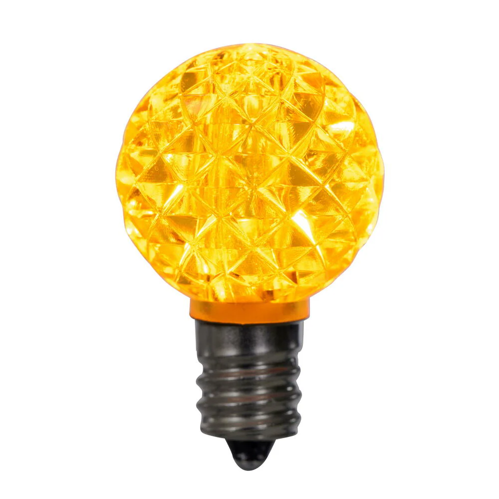 Vickerman G30 LED Yellow Bulb E12 Nickel Base 120V .6 Watts package of 25 - Cheap-Us