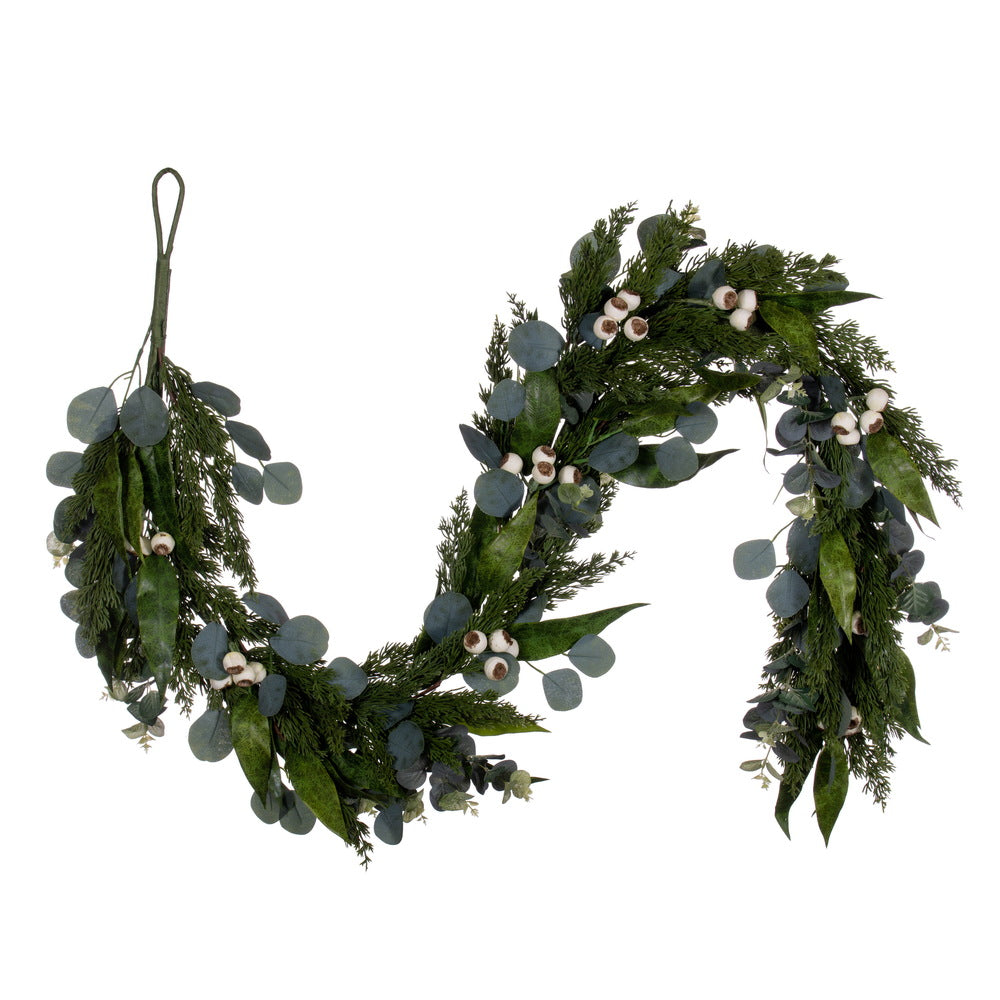 Vickerman 6' Green Artificial Eucalyptus Berry Garland. - Cheap-Us