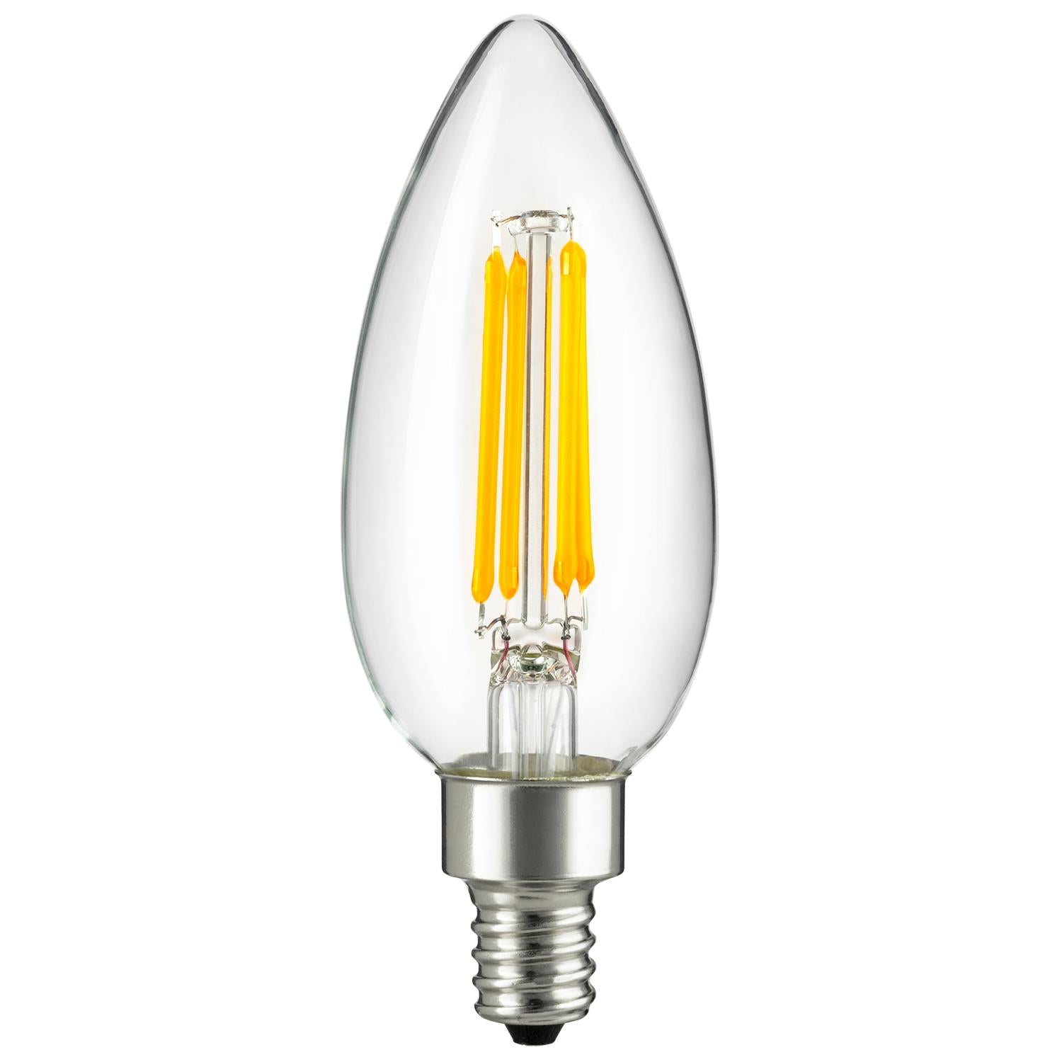 Sunlite LED Vintage Chandelier 4W (40W Equivalent) Light Bulb Candelabra (E12) Base, Warm White - Cheap-Us
