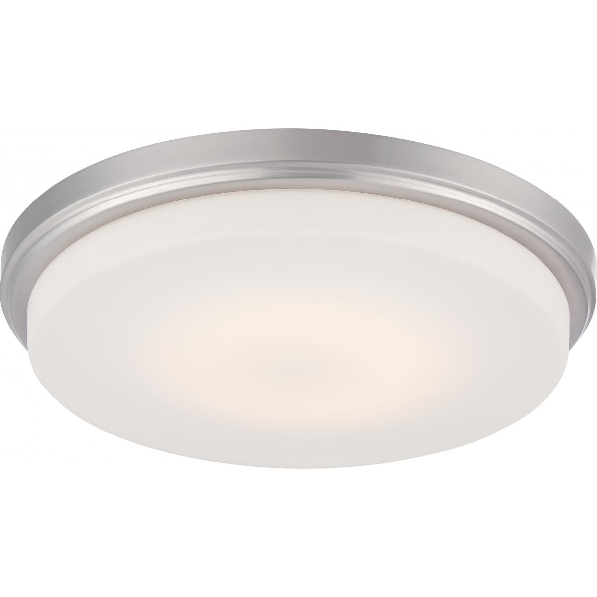 Satco Nuvo Dale LED Flush Mount Fixture With Opal Frosted Glass - Brushed Nickel/ Aged Bronze Finish - 3000K - 18W - 120V - Cheap-Us