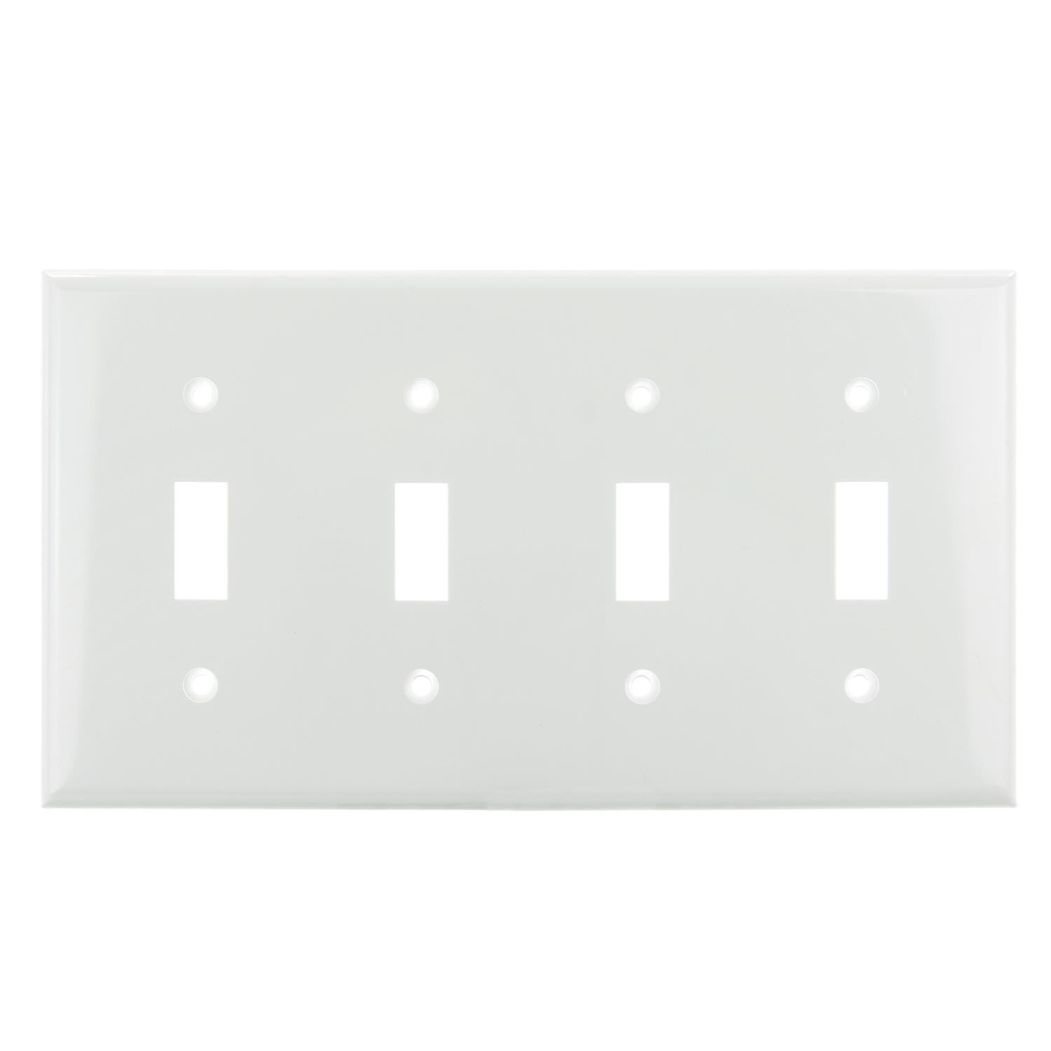 Sunlite E104/W 4 Gang Toggle Switch Plate, White - Cheap-Us
