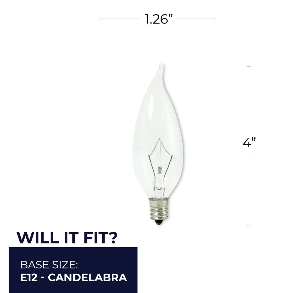 BULBRITE KRYPTON CA10 CANDELABRA SCREW (E12) 25W DIMMABLE LIGHT BULB 2700K/WARM WHITE 20PK (460325) - Cheap-Us