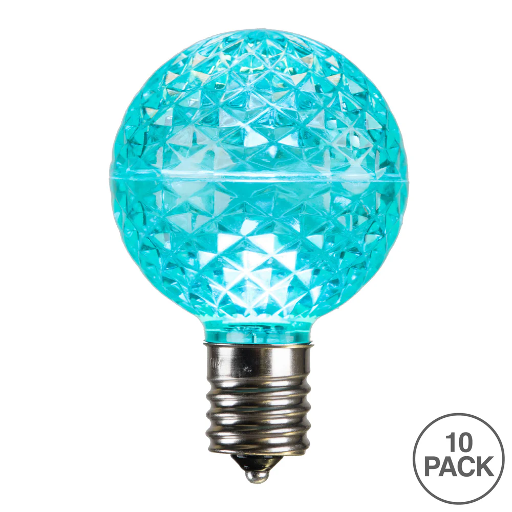 Vickerman G50 LED Teal Faceted Replacement Bulb E17/C9 Nickel Base 10 Bulbs per Pack. - Cheap-Us