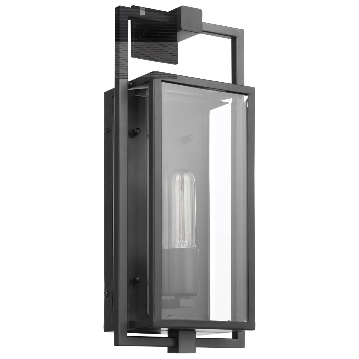 60-7544 EXHIBIT 1 LT MD WALL LANTERN Exhibit; 1 Light; Medium Wall Lantern; Matte Black Finish with Clear Beveled Glass - Cheap-Us
