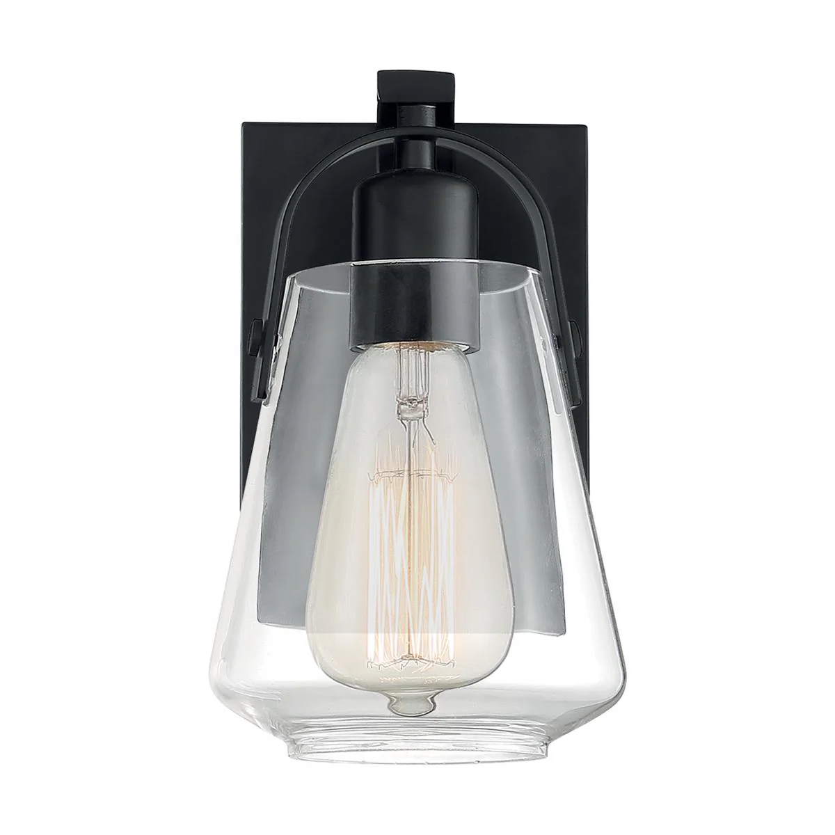 60-7101 SKYBRIDGE 1 LIGHT VANITY Skybridge - 1 Light Vanity with Clear Glass - Matte Black Finish - Cheap-Us