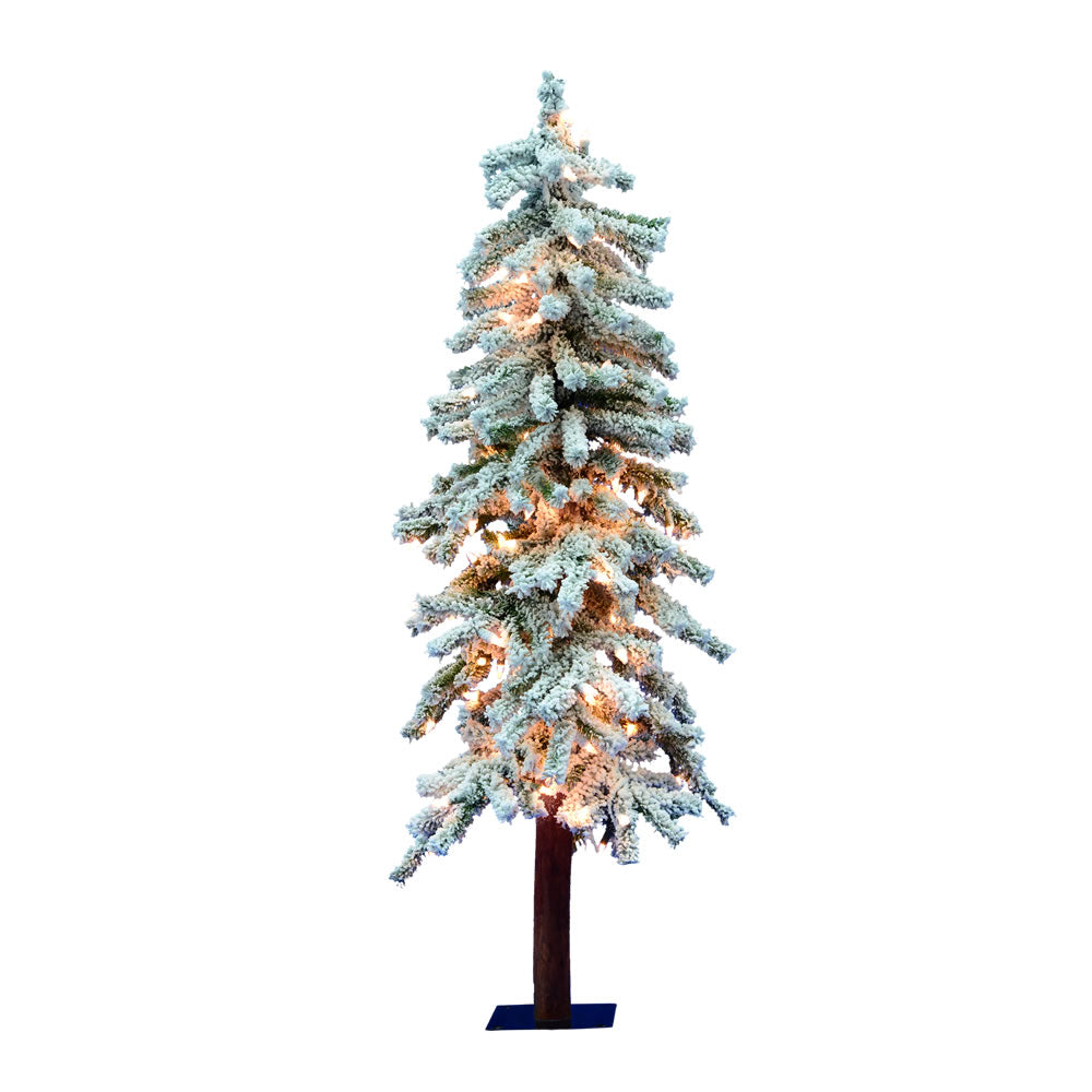 Vickerman 4' Flocked Alpine Artificial Christmas Tree Clear Dura-Lit lights - Cheap-Us